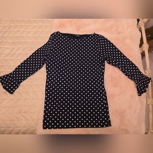 Ralph Lauren Dark Navy  Blue And White Polka Dot Cotton Shirt